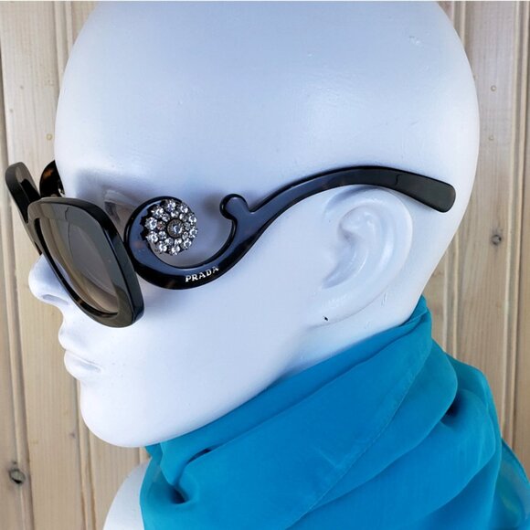 PRADA Baroque Tortoise Sunglasses w/Swarovski Crystal Temples #SPR270 - Picture 16 of 16